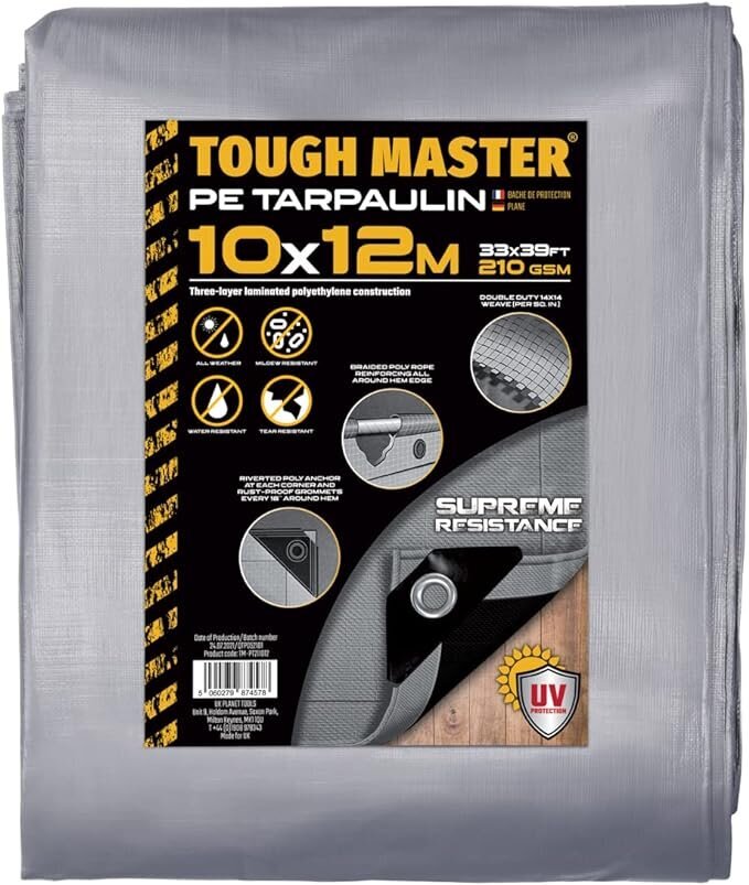 Vandeniui atsparus brezentas/tentas Tough Master® TM-PT211012, 10x12m kaina ir informacija | Sodo įrankiai | pigu.lt