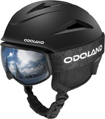 Лыжный шлем с очками Odoland Ski, чёрный цена и информация | Горнолыжные шлемы | pigu.lt