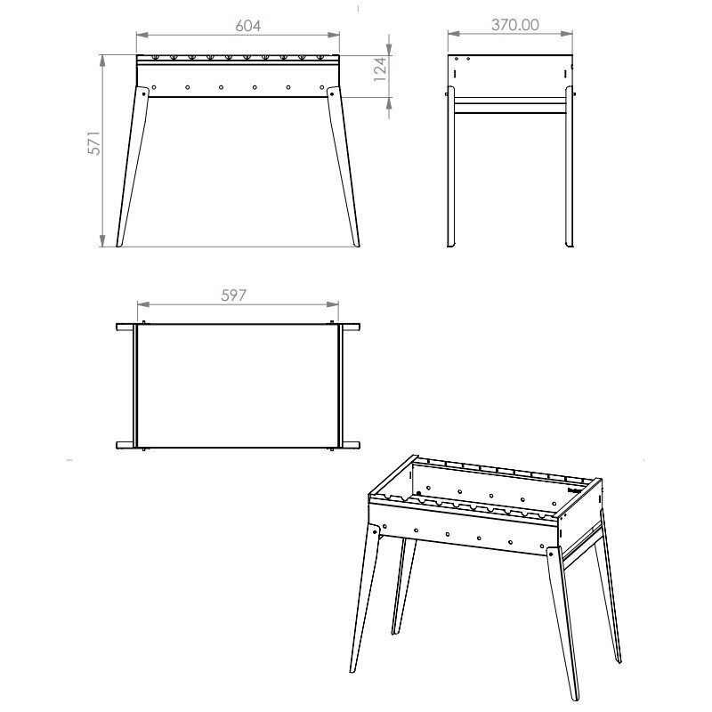 Sulankstoma šašlykinė SM Global Classic 600, 60.5x57x37 cm, juoda kaina ir informacija | Šašlykinės | pigu.lt