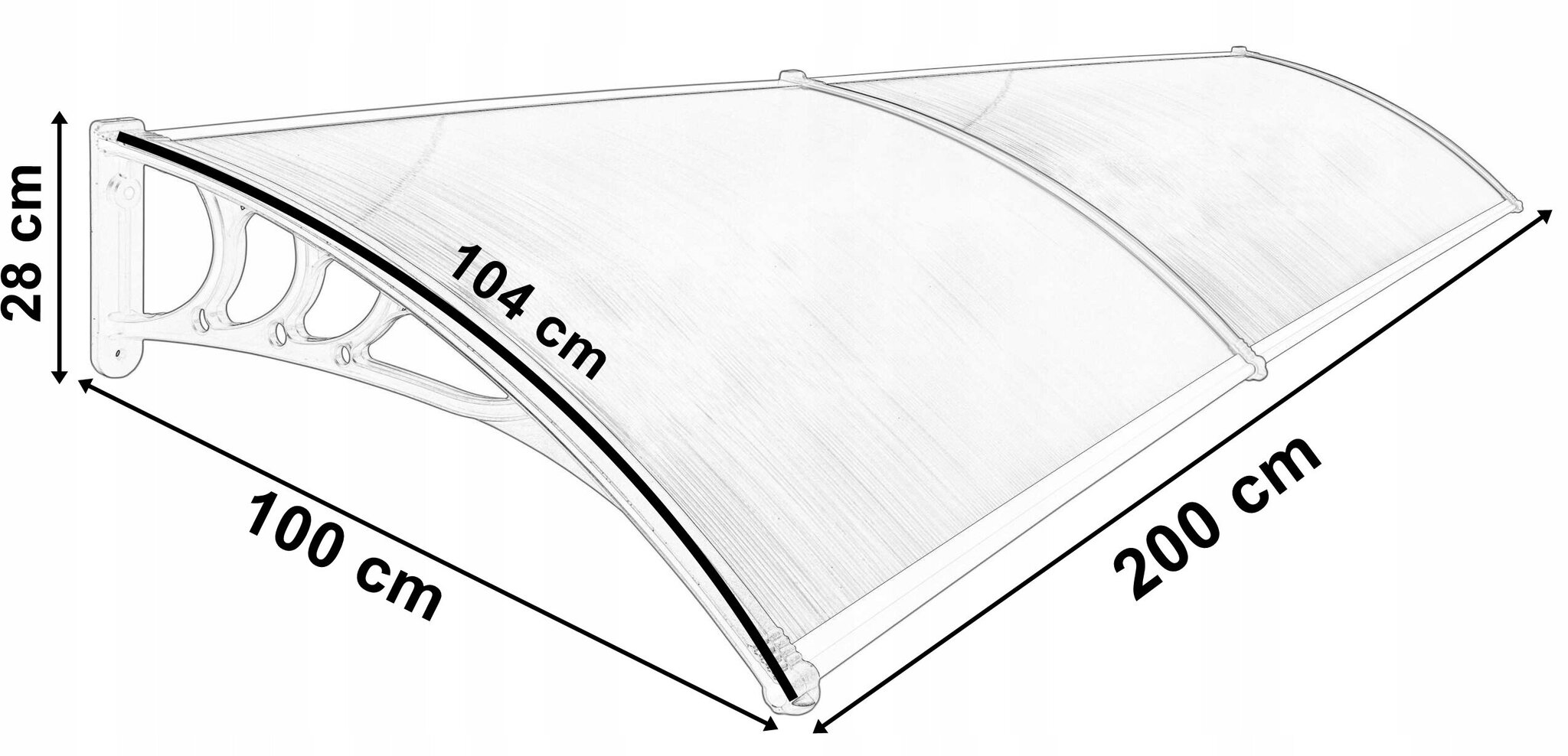 Stogelis virš durų Gockowiak, 100x200 cm kaina ir informacija | Stogeliai virš durų | pigu.lt