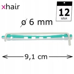 Plaukų voleliai Xhair, 6 mm, 12 vnt. цена и информация | Расчески, щетки для волос, ножницы | pigu.lt