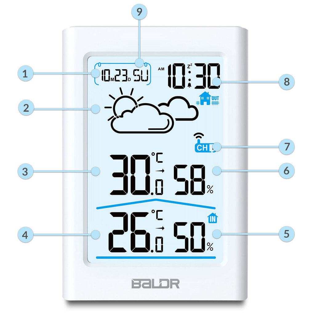 Meteorologinė stotis, Balor BD-911 kaina ir informacija | Meteorologinės stotelės, termometrai | pigu.lt