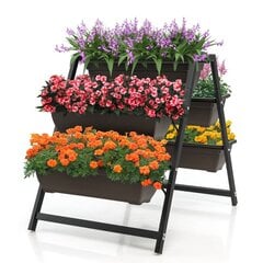 3 pakopų vertikalus gėlių stovas Costway, 65x92x79cm kaina ir informacija | Gėlių stovai, vazonų laikikliai | pigu.lt