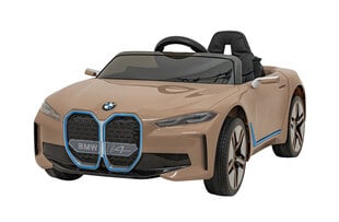 Vienvietis vaikiškas elektromobilis BMW I4, auksinis kaina ir informacija | Elektromobiliai vaikams | pigu.lt