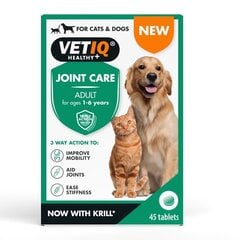 Vetiq Joint Care papildas suaugusiems augintiniams tabletėmis, 45 vnt. kaina ir informacija | Vitaminai, papildai, antiparazitinės priemonės šunims | pigu.lt