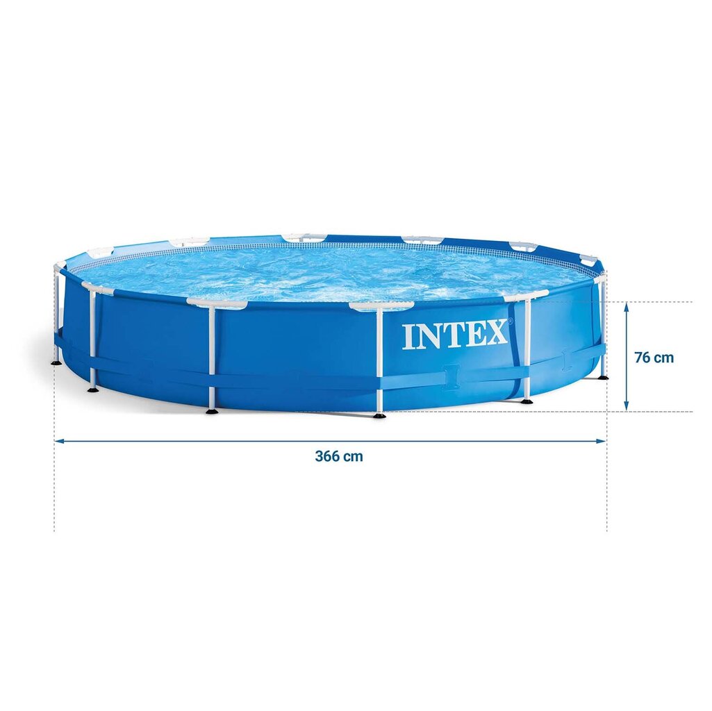 Karkasinis baseinas Intex, 366x76 cm, su filtru kaina ir informacija | Baseinai | pigu.lt