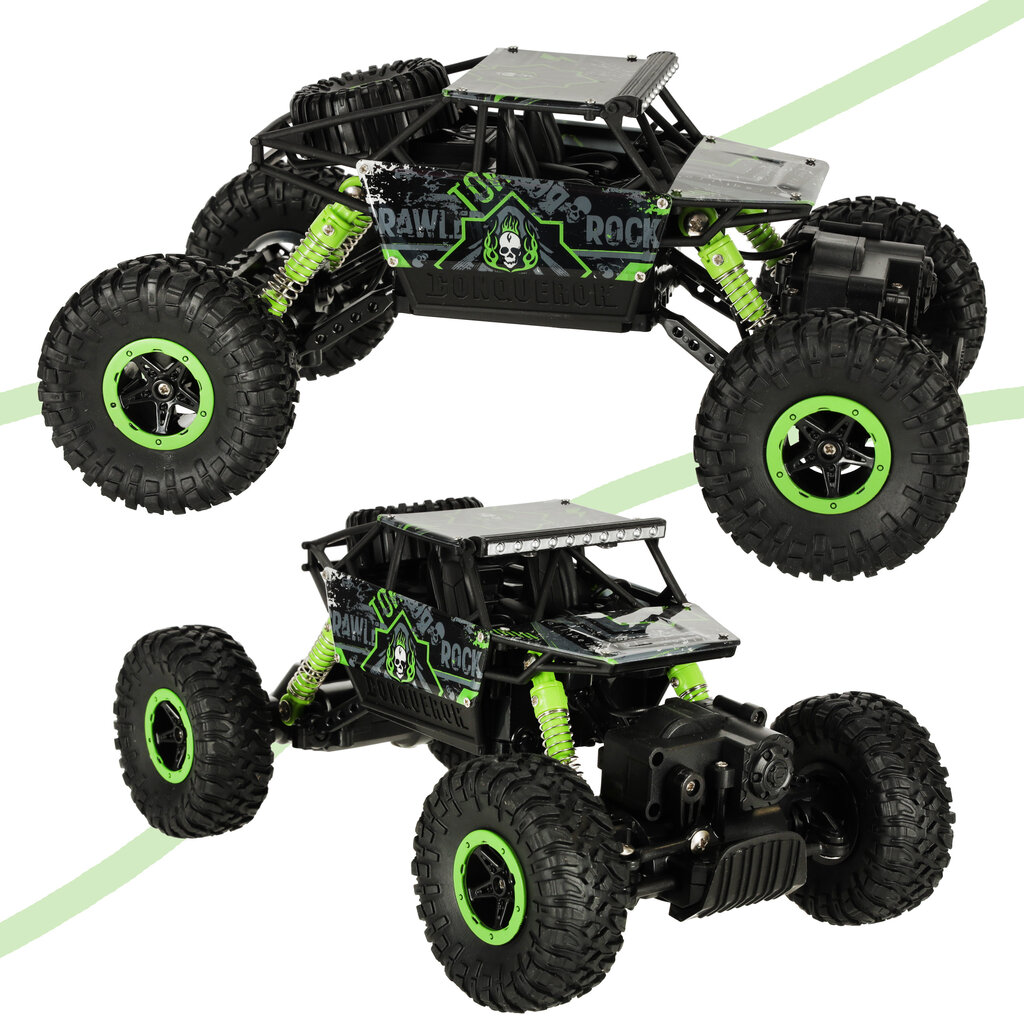 Nuotoliu valdomas automobilis Rock Crawler, žalias цена и информация | Žaislai berniukams | pigu.lt