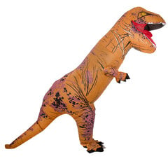  Надувной костюм динозавра T-REX, 1,5-1,9 м, коричневый  цена и информация | Карнавальные костюмы | pigu.lt