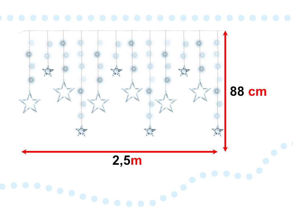 Kalėdinė girlianda 138 LED, 2.5 m kaina ir informacija | Girliandos | pigu.lt