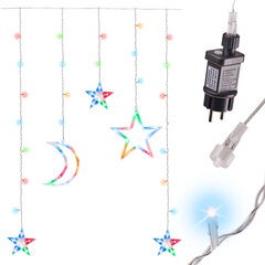Гирлянда для штор Звезды и луны, разноцветная, 2,5 м. цена и информация | Гирлянды | pigu.lt