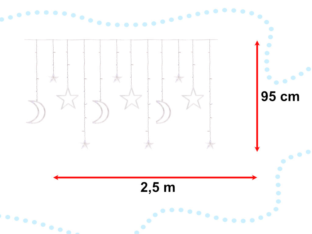 Kalėdinė girlianda 138 LED, 2.5 m kaina ir informacija | Girliandos | pigu.lt