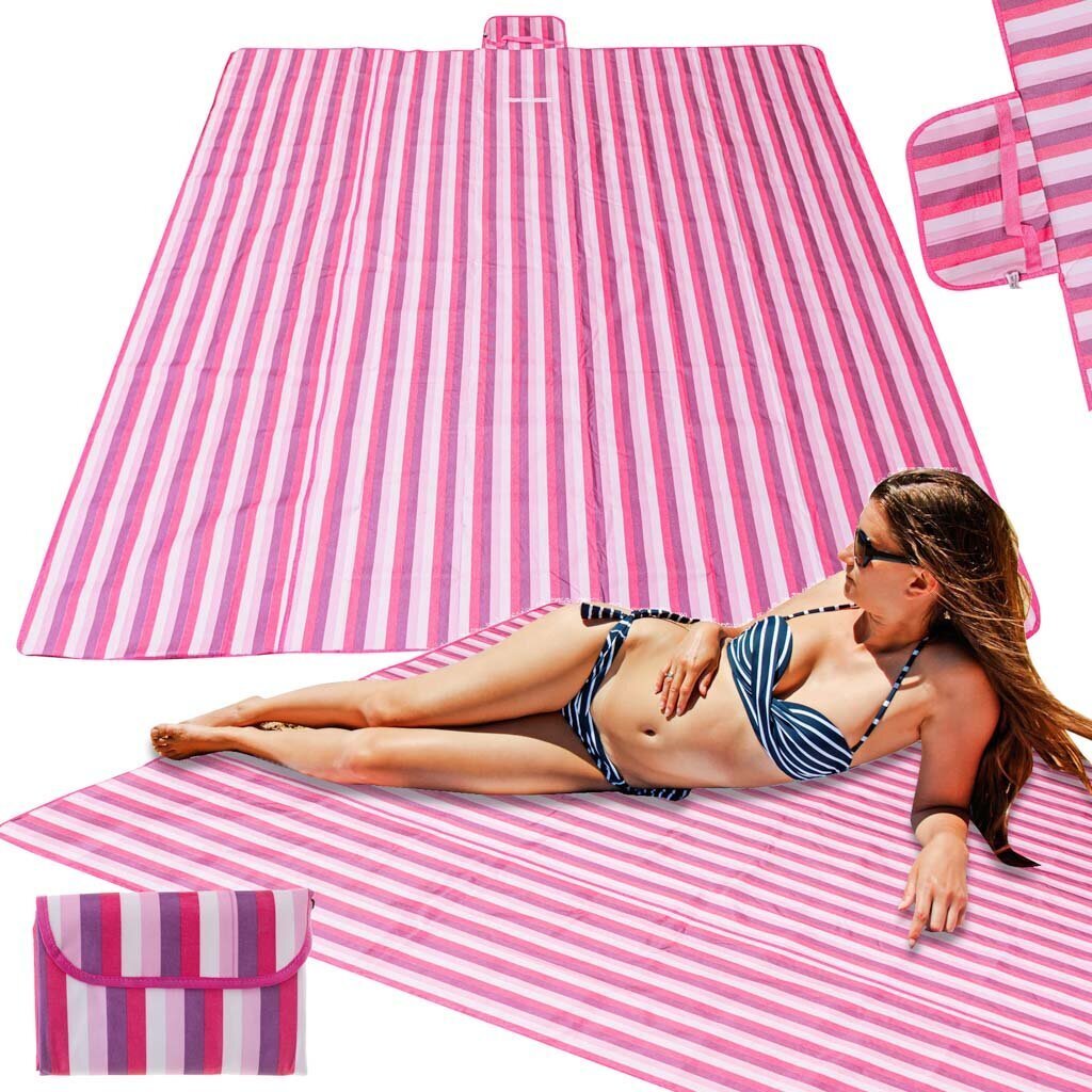 Paplūdimio kilimėlis Ikonka XXL 200x200 cm, rožinis цена и информация | Turistiniai čiužiniai ir kilimėliai | pigu.lt