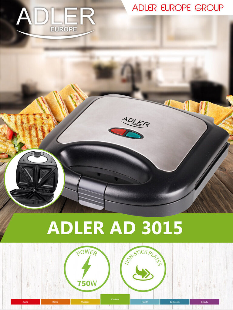 Adler KX4203 kaina ir informacija | Sumuštinių keptuvės | pigu.lt