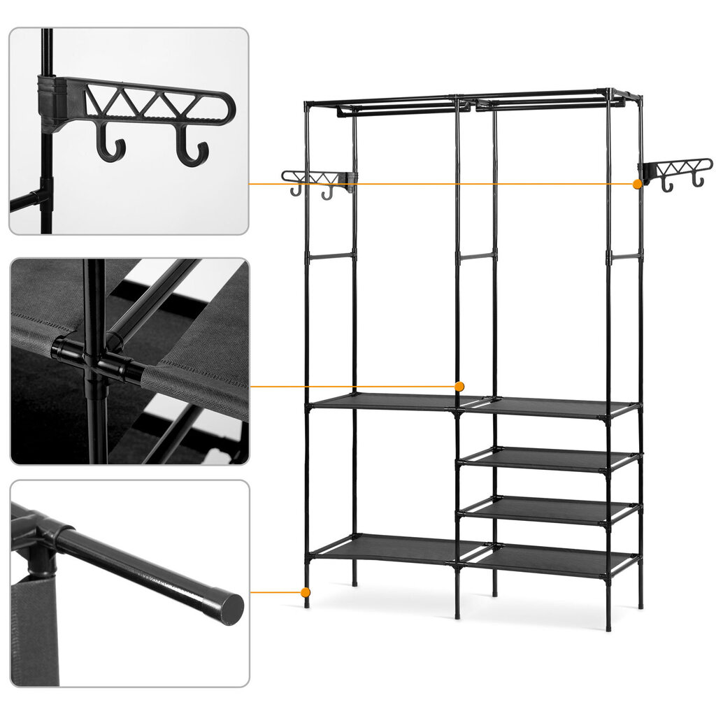 Massido drabužių kabykla, juoda kaina ir informacija | Pakabos, maišai drabužiams | pigu.lt