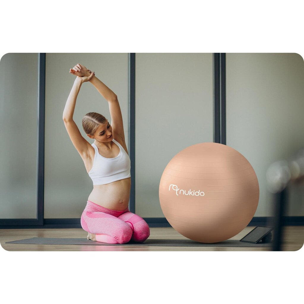 Aerobikos kamuolys Nukido, 65 cm, rudas kaina ir informacija | Gimnastikos kamuoliai | pigu.lt