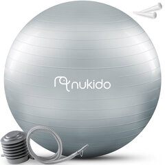 Aerobikos kamuolys Nukido, 65 cm, pilkas kaina ir informacija | Gimnastikos kamuoliai | pigu.lt