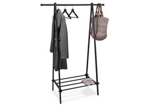 Вешалка для одежды с полкой ModernHome, черная, 150 см. цена и информация | Вешалки и мешки для одежды | pigu.lt