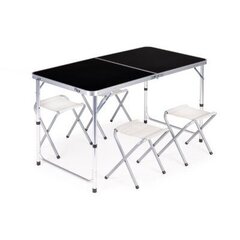 Складной стол с 4 стульями ModernHome 1HTA120R, черный цена и информация | Комплекты уличной мебели | pigu.lt