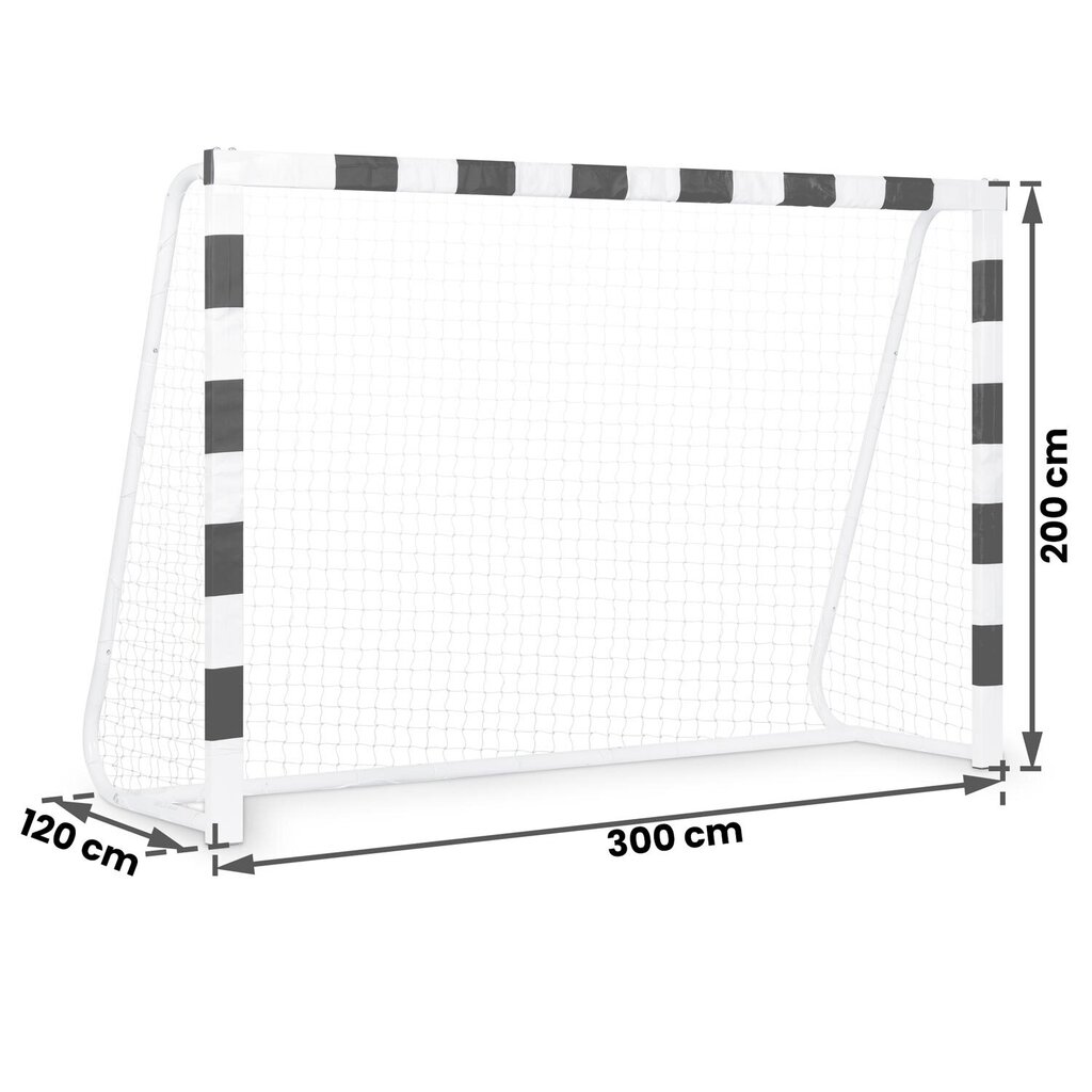 Futbolo vartai, 300x200x120 cm, juodi/balti kaina ir informacija | Futbolo vartai ir tinklai | pigu.lt