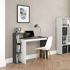 Офисный компьютерный стол с книжным шкафом и 4 полками, белый и серый цена и информация | Компьютерные, письменные столы | pigu.lt