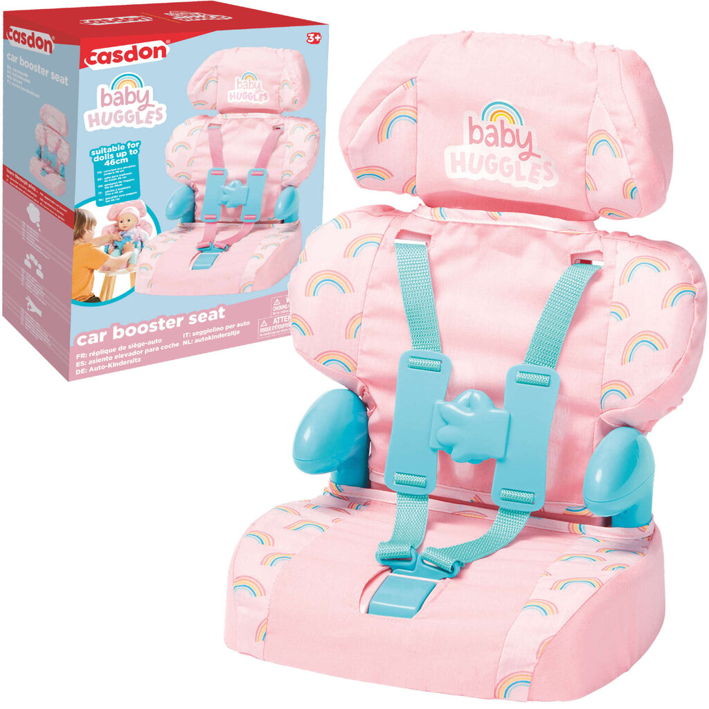 Automobilinė kėdutė Baby Huggles lėlėms iki 46 cm Casdon, 71050, rožinė kaina ir informacija | Žaislai mergaitėms | pigu.lt