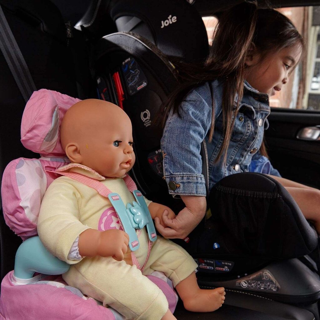 Automobilinė kėdutė Baby Huggles lėlėms iki 46 cm Casdon, 71050, rožinė kaina ir informacija | Žaislai mergaitėms | pigu.lt