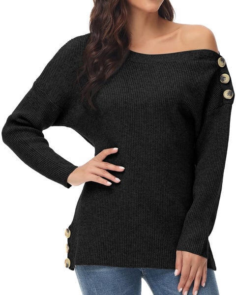 TrendiMax megztinis moterims, juodas цена и информация | Megztiniai moterims | pigu.lt