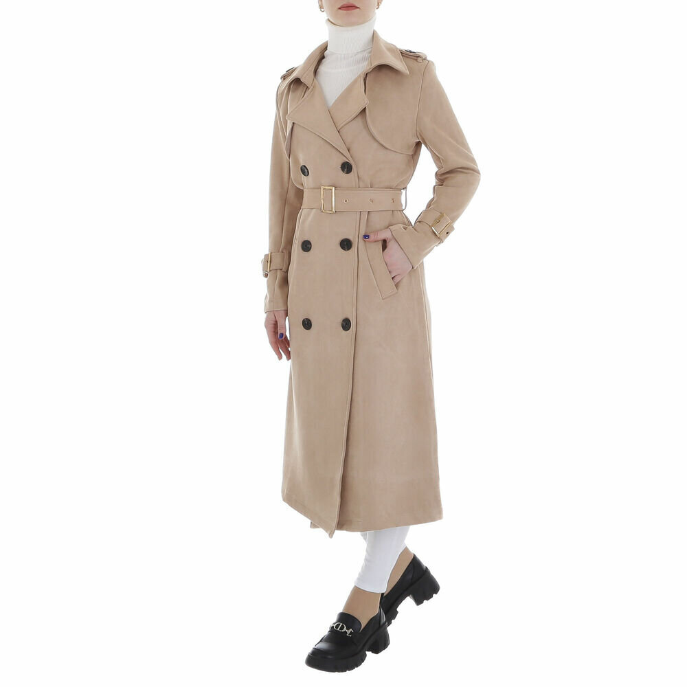 Moteriškas pavasario-rudens paltas, smėlio spalvos цена и информация | Paltai moterims | pigu.lt