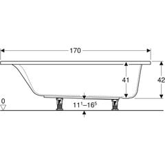 Geberit akrilinė vonia su kojelėmis 170x75 cm kaina ir informacija | Vonios | pigu.lt