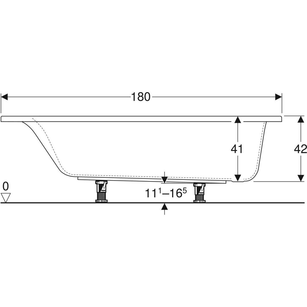 Geberit akrilinė vonia su kojelėmis 180x80 cm kaina ir informacija | Vonios | pigu.lt
