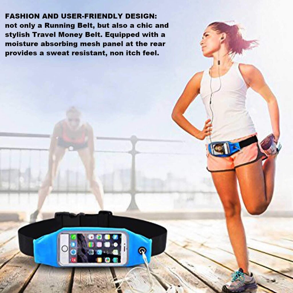 Bėgimo diržas su telefono dėklu Bahar, mėlynas kaina ir informacija | Tampyklės ir treniruočių diržai | pigu.lt
