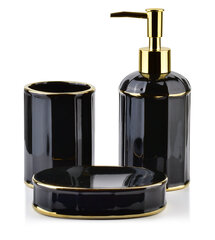 Vonios kambario rinkinys, juodos ir auksinės spalvos 350ml цена и информация | Набор акскссуаров для ванной | pigu.lt