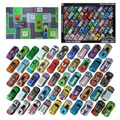 Žaislinių automobilių rinkinys su žemėlapiu, 50 vnt. kaina ir informacija | Žaislai berniukams | pigu.lt