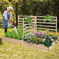 Приподнятая садовая грядка с 3 решетками и 2 ящиками для цветов Costway,222 x 114 x 110 см цена и информация | Теплицы | pigu.lt