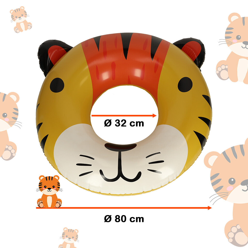 Vaikiškas plaukimo ratas Tigras 80 cm kaina ir informacija | Maudynių priemonės | pigu.lt