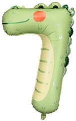 Folinis balionas numeris 7 Krokodilas, 56x85 cm, žalias kaina ir informacija | Balionai | pigu.lt