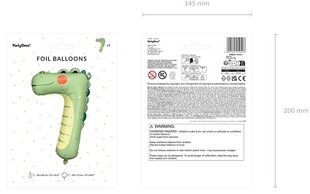 Folinis balionas numeris 7 Krokodilas, 56x85 cm, žalias kaina ir informacija | Balionai | pigu.lt