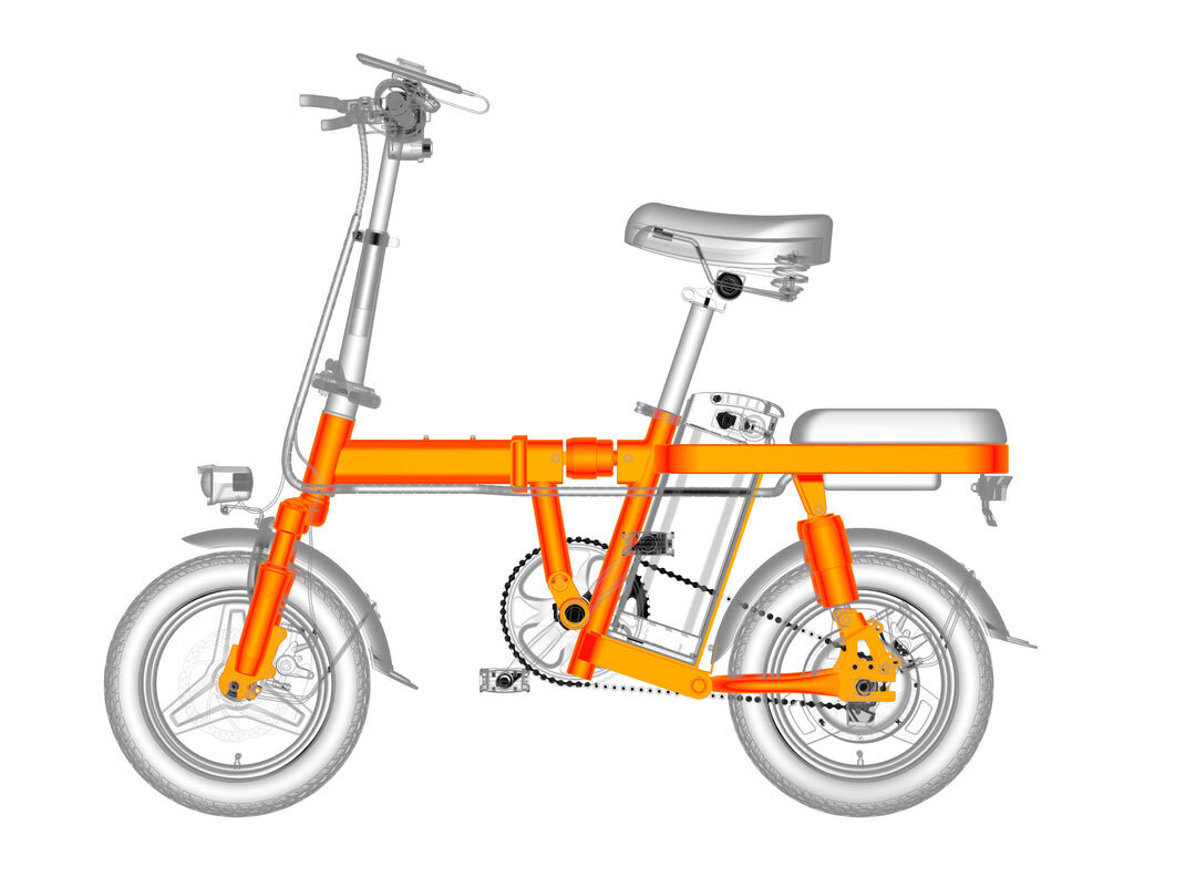 Elektrinis dviratis Engwe T14 14", oranžinis kaina ir informacija | Elektriniai dviračiai | pigu.lt