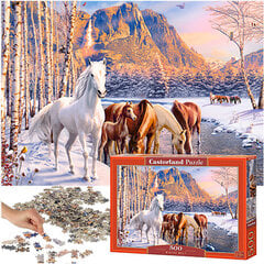 Dėlionė Castorland arklių žiemos peizažas, 500 d. цена и информация | Пазлы | pigu.lt
