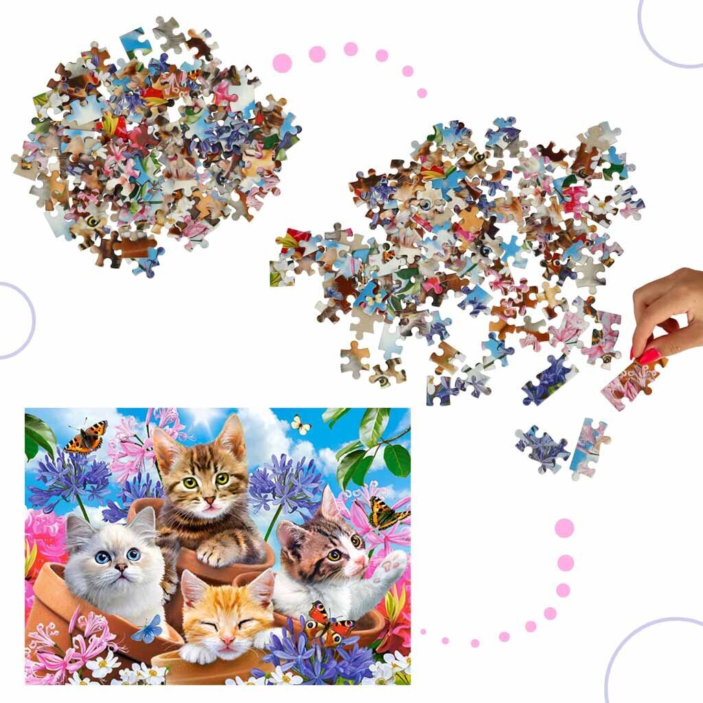 Dėlionė Castorland Kačiukai su gėlėmis, 120 d. kaina ir informacija | Dėlionės (puzzle) | pigu.lt