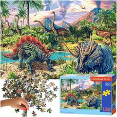Dėlionė Castorland Dinozaurai prie ugnikalnių, 120 d. цена и информация | Пазлы | pigu.lt