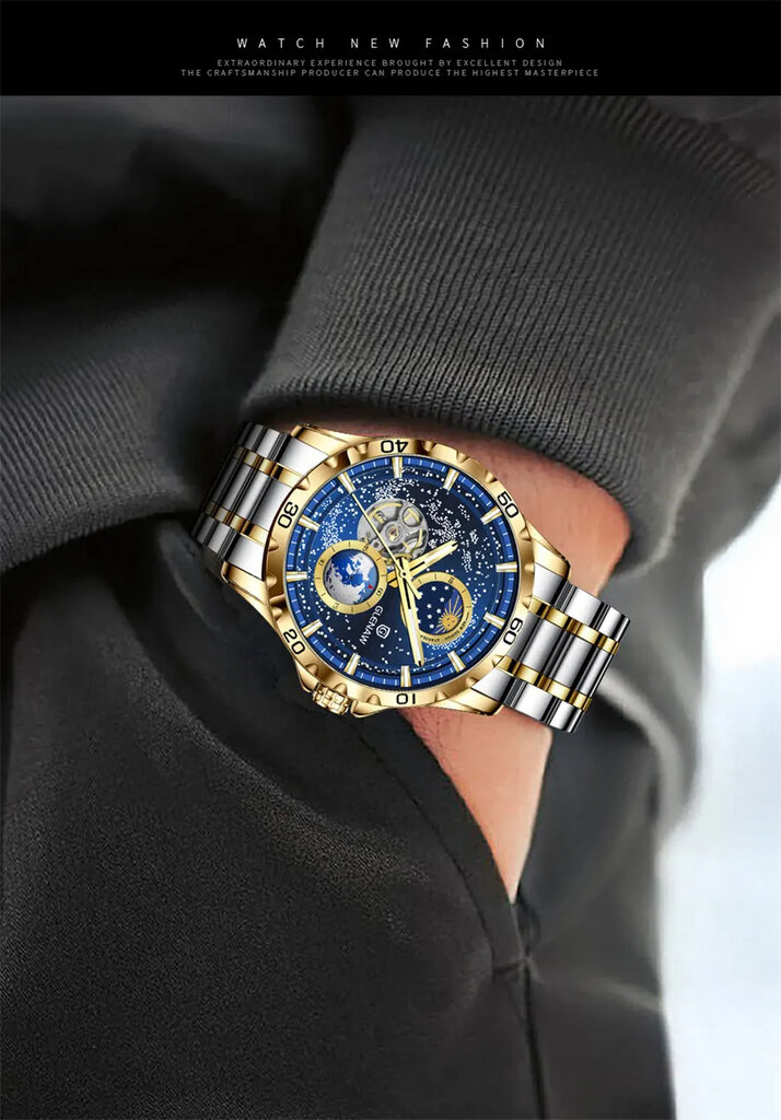 Nerūdyjančio Plieno Vandeniui Atsparus Vyriškas Laikrodis GL895 kaina ir informacija | Vyriški laikrodžiai | pigu.lt