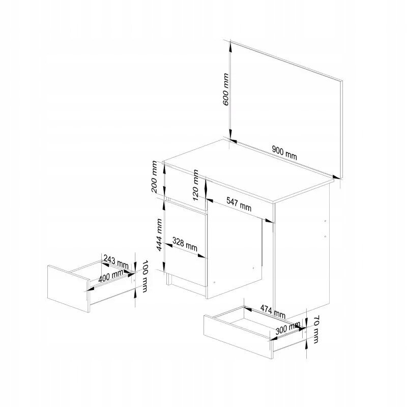 Kosmetinis staliukas Fluxar home FST037, 142x90 cm, rudas kaina ir informacija | Kosmetiniai staliukai | pigu.lt