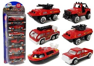 Ugniagesių transporto priemonių rinkinys Lean Toys, raudonas, 6 vnt. kaina ir informacija | Žaislai berniukams | pigu.lt
