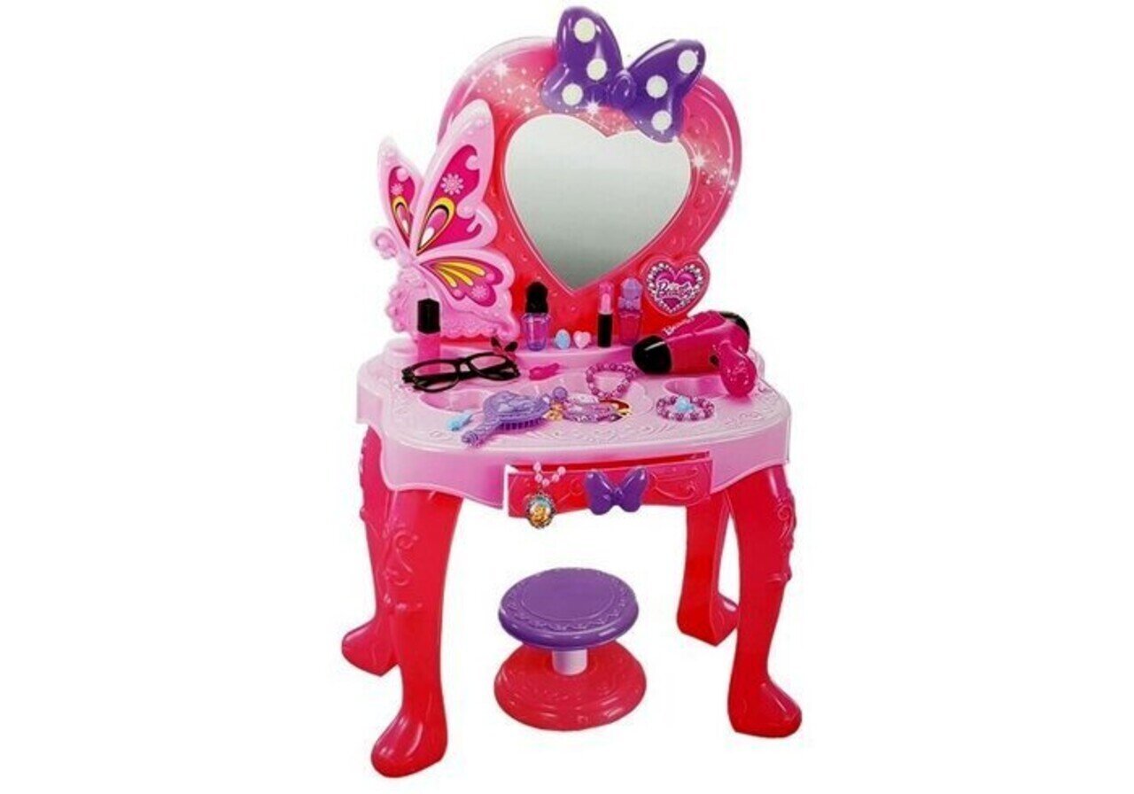 Vaikiškas grožio staliukas su kėdute Lean Toys, rožinis kaina ir informacija | Žaislai mergaitėms | pigu.lt
