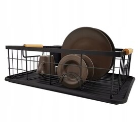 Metalinė indų džiovykla, 43x31.5x12.5 cm, juoda kaina ir informacija | Virtuvės įrankiai | pigu.lt