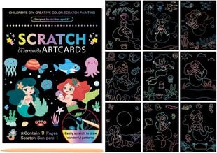 Набор для творчества Scratch-off Coloring Book для детей Картинки Русалка 9шт цена и информация | Принадлежности для рисования, лепки | pigu.lt