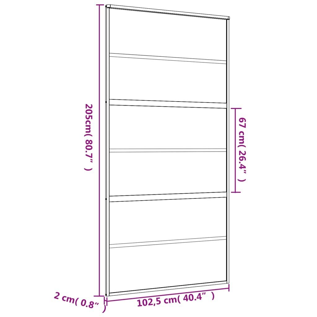 Stumdomos durys auksinės 102,5x205cm stiklas/aliuminis 155162 цена и информация | Vidaus durys | pigu.lt