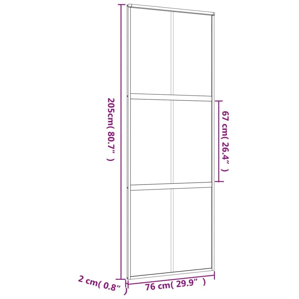 Stumdomos durys auksinės 76x205cm stiklas ir aliuminis 155157 kaina ir informacija | Vidaus durys | pigu.lt