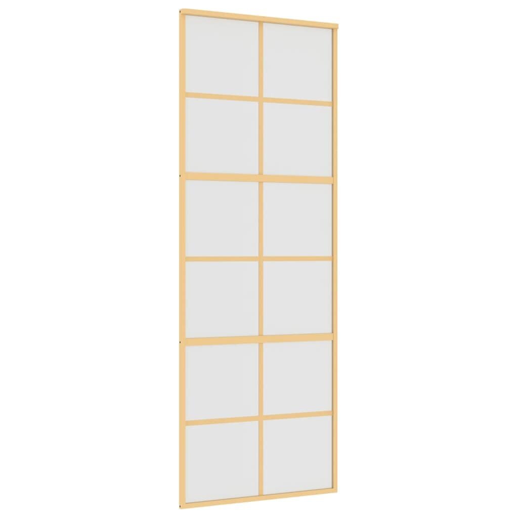 Stumdomos durys auksinės 76x205cm stiklas ir aliuminis 155169 цена и информация | Vidaus durys | pigu.lt